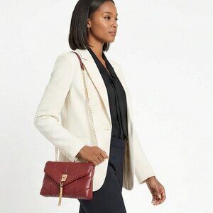 Wine Aster Tassel Quilted Shoulder Handbag